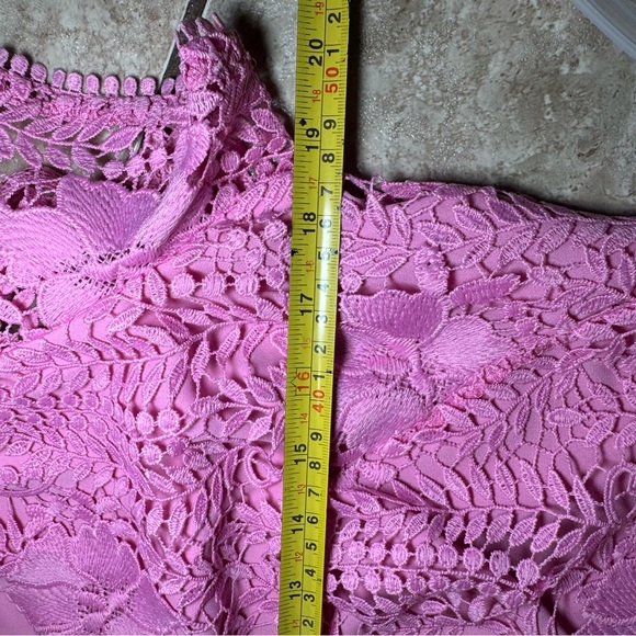 Shoshanna Pink Lace Fit n Flare Midi Dress Size 12 Cocktail Party Designer $550 - Picture 6 of 6